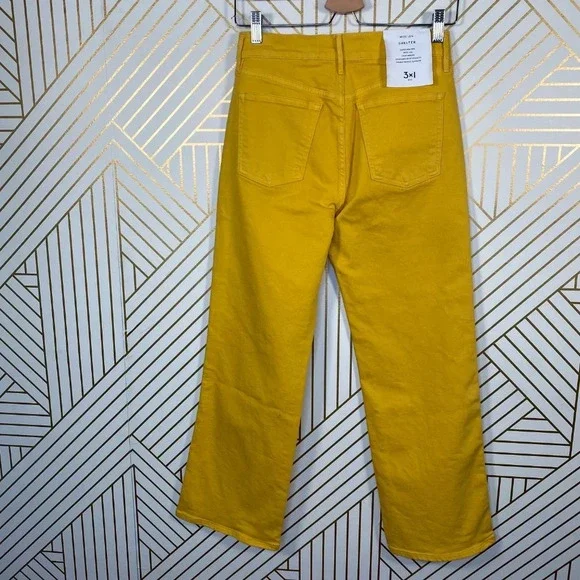 3X1 W4 Shelter Jeans Pants Wide-Leg Crop Vintage Overdyed Denim Yellow Size‎ 23 - Picture 6 of 8